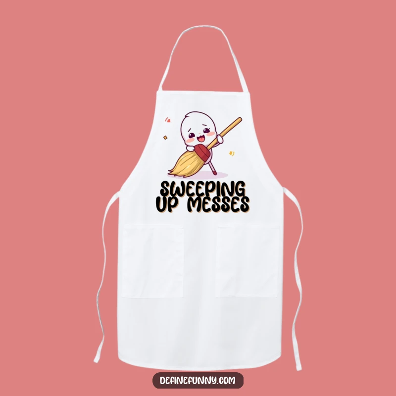 Funny Clumsy Broom Tripping Apron - Hilarious Kitchen Gift