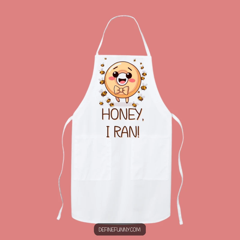Funny Donut Bee Chase Apron: Cook with a Smile and Humor