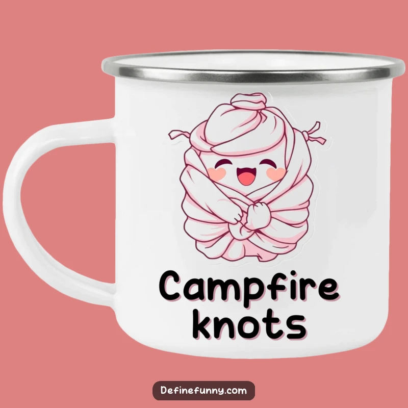Funny Laundry Camping Mug: Tied in Knots - Comedic Outdoor Gift