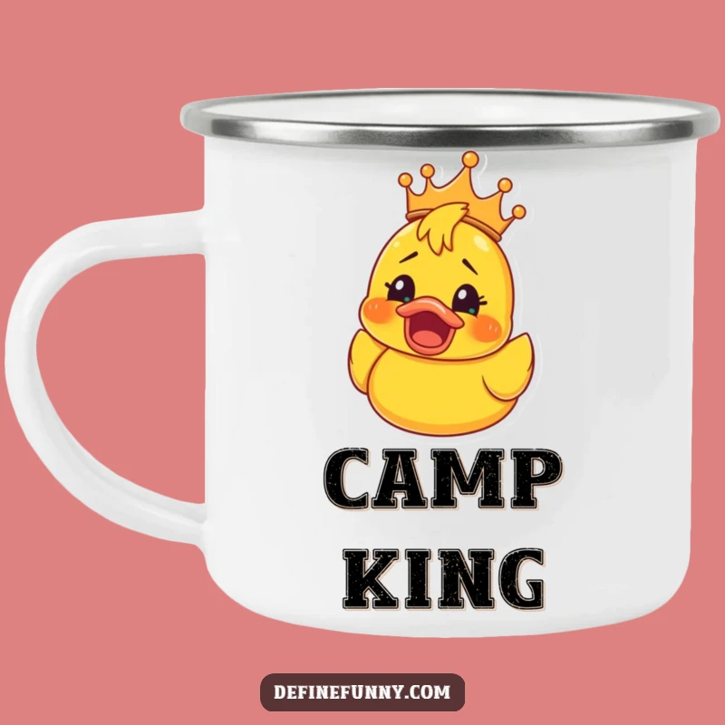 Funny Rubber Ducky Crown Camping Mug: Enamel Surprise Brew, Outdoor Gift