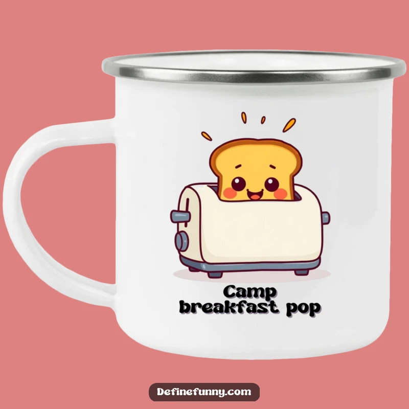 Funny Toast Surprise Camping Mug - Smiling Pop-Up Outdoor Cup, Breakfast Adventure Gift