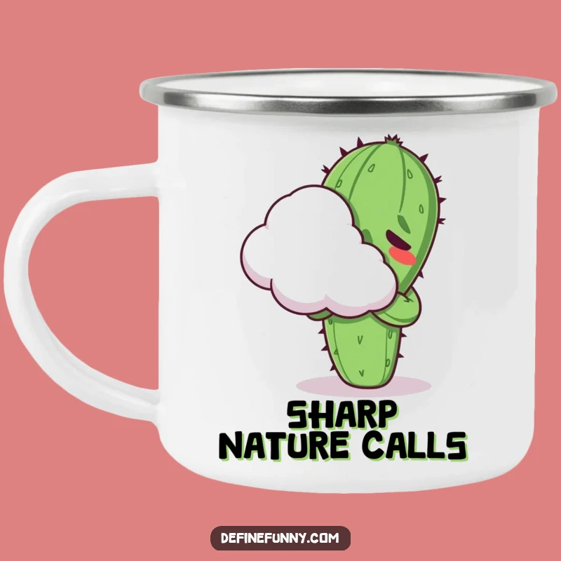 Funny Kawaii Cactus Hugging Cloud Camping Mug - Rugged & Hilarious Awkward Gift