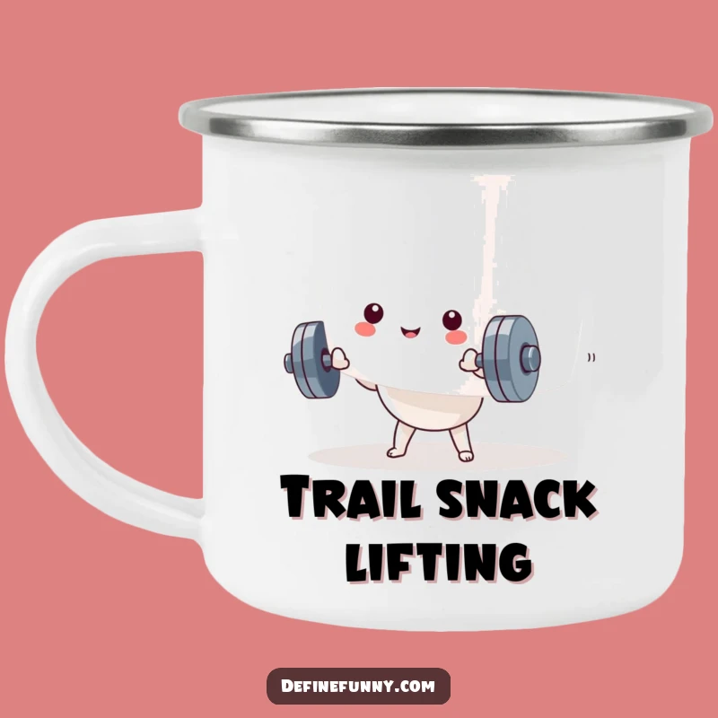 Funny Kawaii Dumbbell Marshmallow Camping Mug: Sip Your Adventure and Sweets!