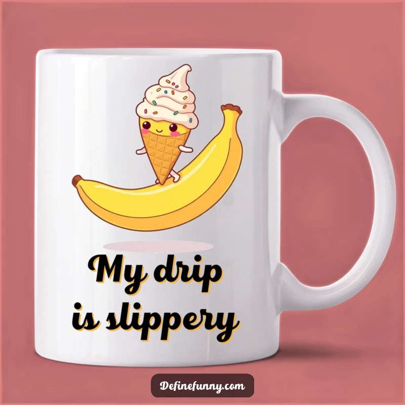 Funny Ice Cream Cone Slip Mug: Hilarious Cartoon Sprinkled Messy Treat Gift Idea