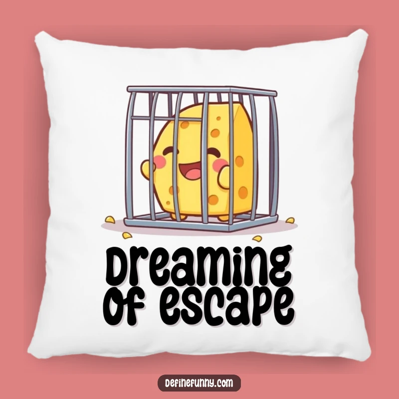 Funny Kawaii Cheese Escape Pillow - Comfy & Hilarious Dreamer Decor