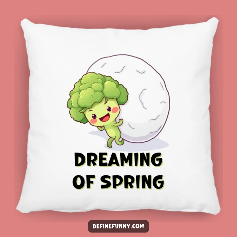 Funny Broccoli Snowball Pillow: Optimistic Veggie Cozy Decor