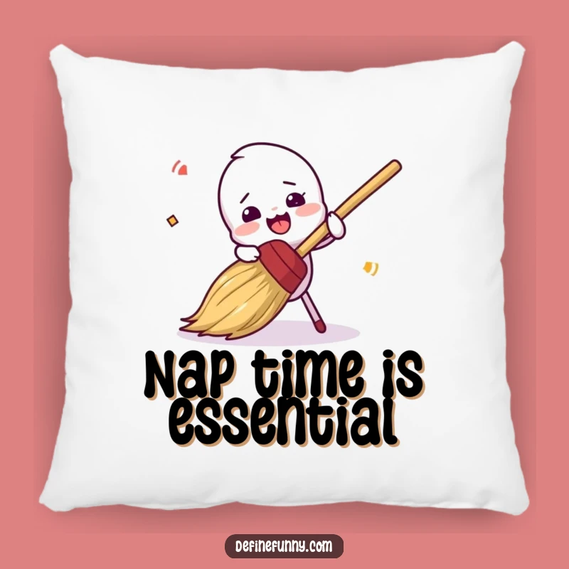 Funny Clumsy Broom Tripping Pillow - Comfy, Hilarious Decor Gift