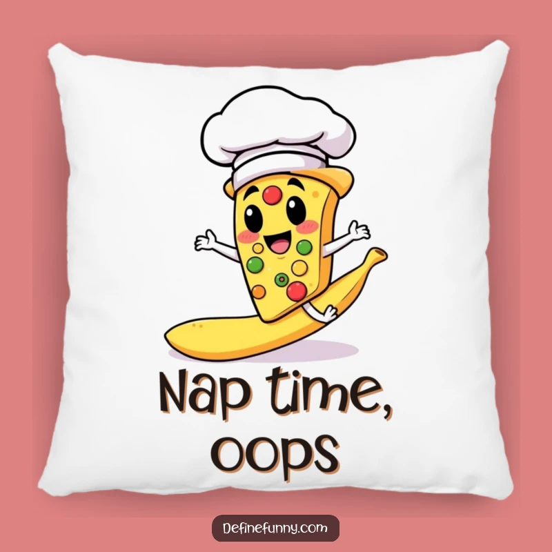 Funny Pizza Chef Slipping Banana Peel Pillow - Comfy & Hilarious Decor