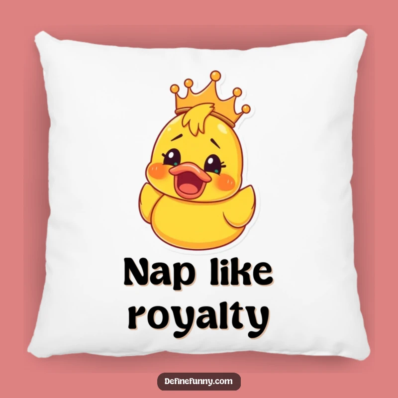Funny Rubber Ducky Crown Pillow: Shocked Joy Cushion, Cozy Gift