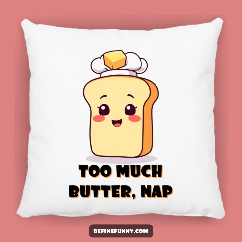 Funny Bread Chef Slipping on Butter Pillow: Comfy and Hilarious Decor