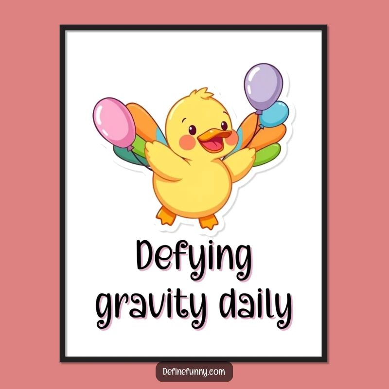 Funny Rubber Duck Balloon Wings Digital Print: Hilarious Instant Whimsy