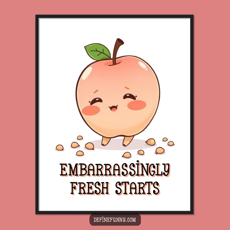 Funny Blushing Apple Digital Art: Instant Download of Sweet Humor