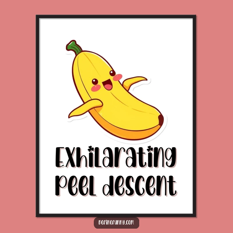 Funny Kawaii Banana Sliding Digital Print: Instant Ecstatic Art for Your Walls