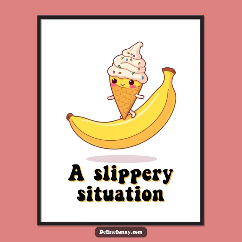 Funny Ice Cream Cone Digital Art: Printable Sprinkled Character Slip Art Funny Gift