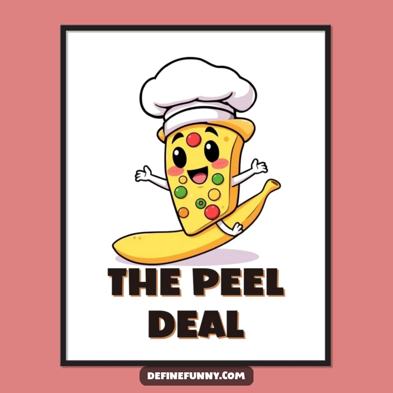 Funny Pizza Chef Slipping Banana Peel Digital Art - Instant Humorous Decor