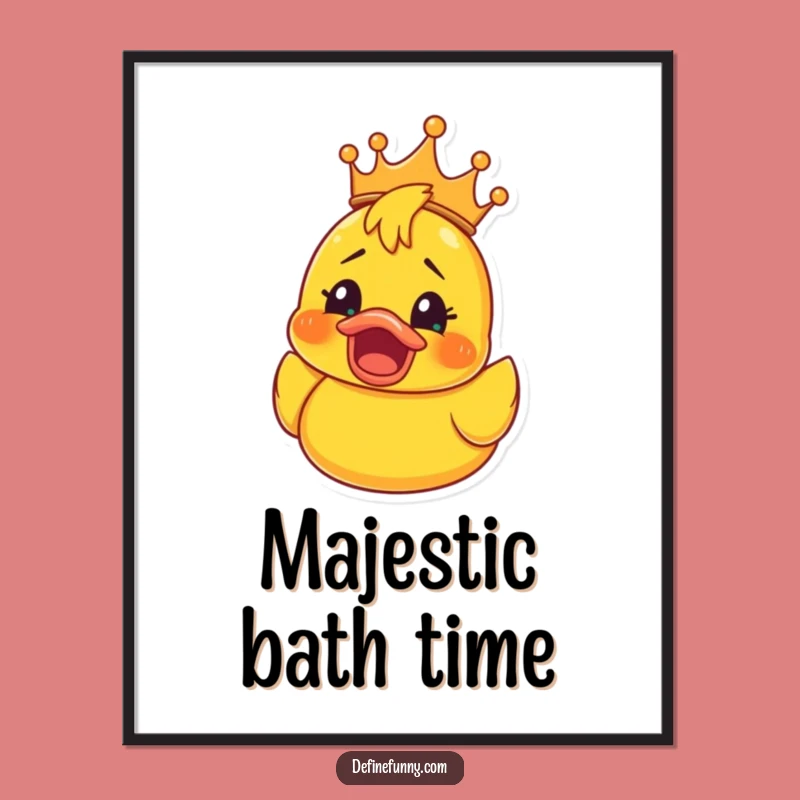 Funny Rubber Ducky Crown Digital Art: Shocked Joy Download, Instant Gift