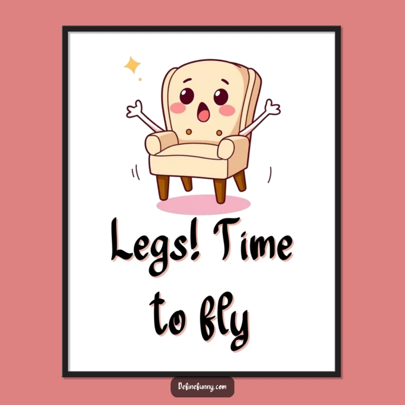 Funny Running Chair Digital Art Print: Instant Humor for Your Walls