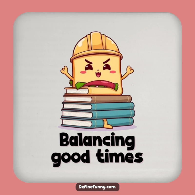 Funny Sandwich Hard Hat Coaster: Wobbly Book Balance Protector Funny Gift