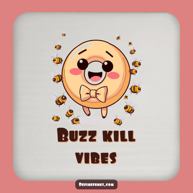 Funny Donut Bee Chase Coaster: Protect Surfaces with a Laugh