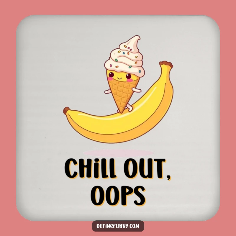 Funny Ice Cream Cone Coaster: Protect Surfaces with Sprinkled Character Slip Funny Gift