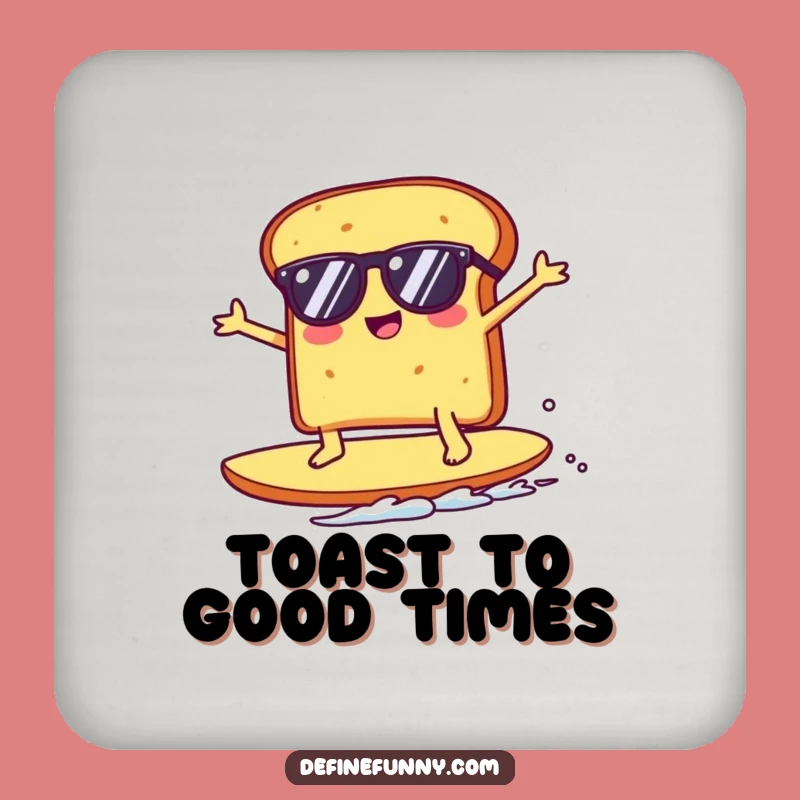 Funny Kawaii Toast Surfing Crumb Coaster - Protect Surfaces Hilariously