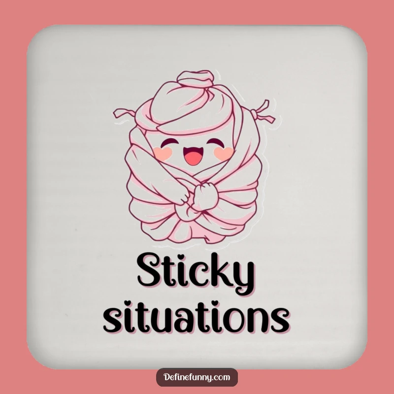 Funny Laundry Coaster: Tied in Knots - Humorous Table Decor Gift