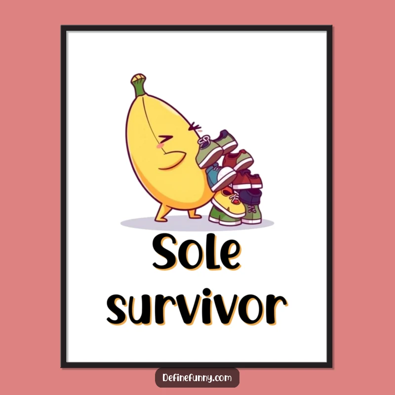 Funny Banana Shoe Balancing Act Poster - Quirky Wall Decor