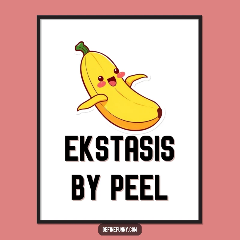 Funny Kawaii Banana Sliding Poster: Ecstatic Wall Art for a Cheerful Vibe