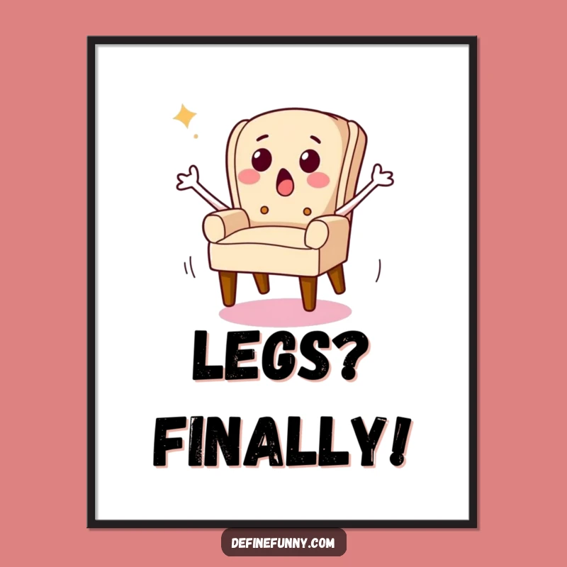 Funny Running Chair Poster: Hilarious Wall Art of a Chair in Flight
