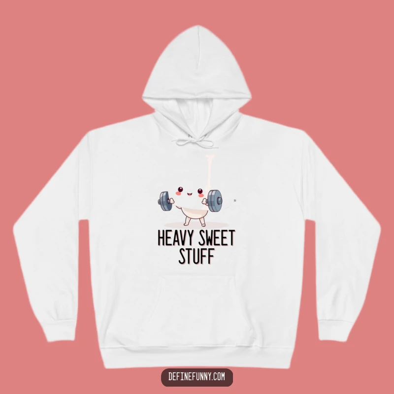 Funny Kawaii Dumbbell Marshmallow Hoodie: Cozy Up with This Sweet Workout Humor!