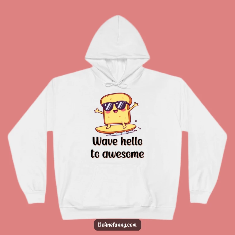 Funny Kawaii Toast Surfing Crumb Hoodie - Cozy & Hilarious Winter Gift