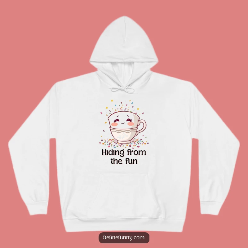 Funny Teacup Hiding Hoodie: Shy Confetti Panic, Cozy and Hilarious Introvert Gift