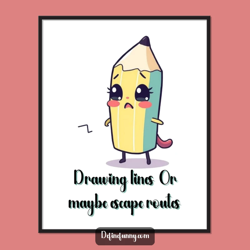 Funny Free Printable Wall Art - Pencil's Escape Plan! Quirky Downloadable Decor
