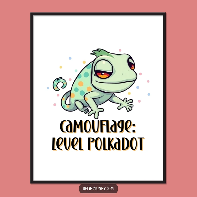 Funny Free Printable Chameleon Wall Art - Polka Dot Blend Downloadable Decor