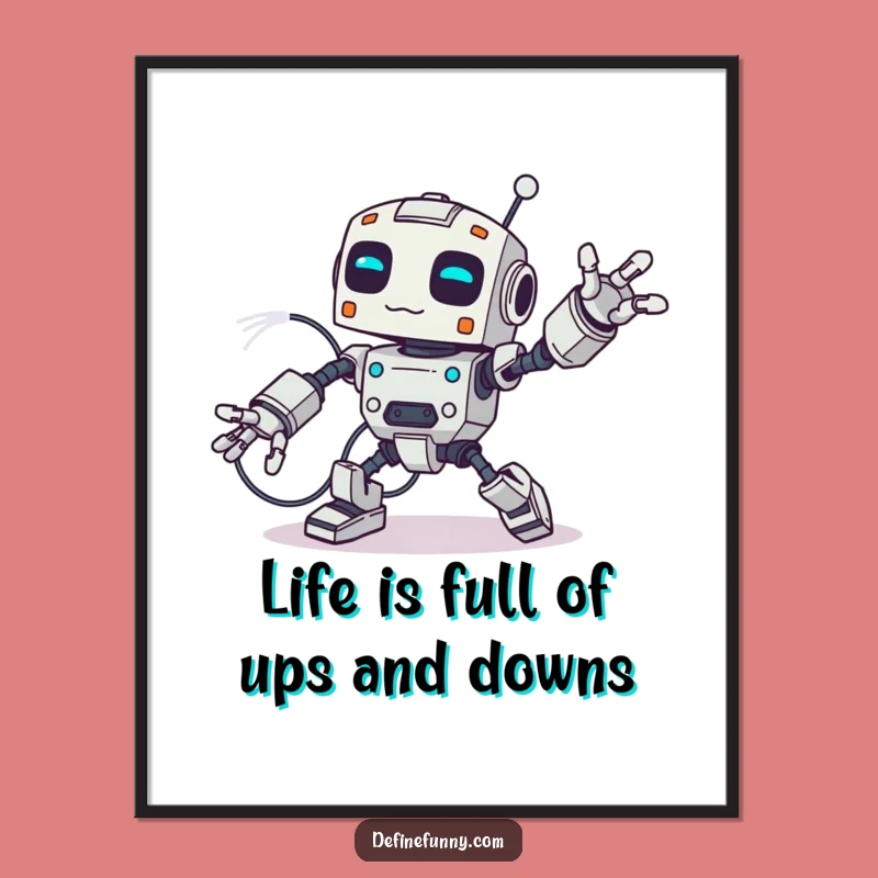 Funny Free Printable Robot Wall Art - Clumsy Bot Downloadable Decor Gift