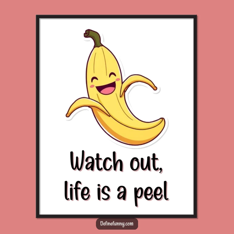 Funny Free Printable Wall Art: Slipping Banana Peel, Quirky Downloadable Decor