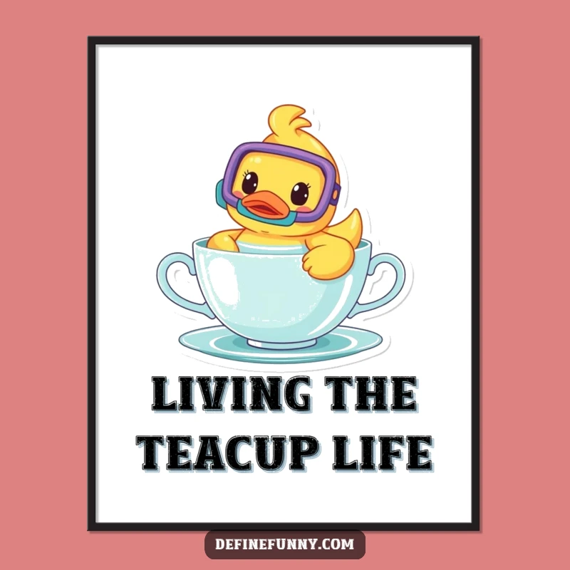 Funny Free Printable Wall Art: Snorkel Duck in Teacup, Whimsical Downloadable Decor