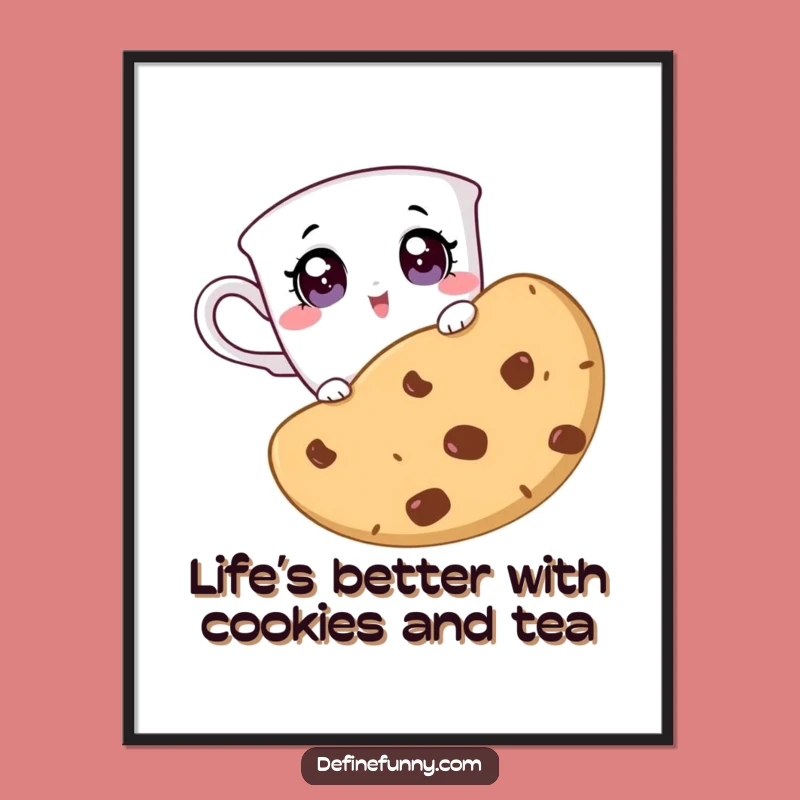 Funny Free Printable Wall Art: Teacup Cookie Surprise, Downloadable Decor