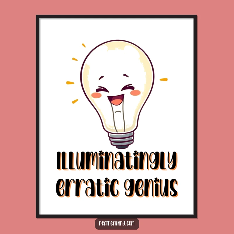 Funny Free Printable Wall Art: Flickering Lightbulb Grin, Quirky Downloadable Decor