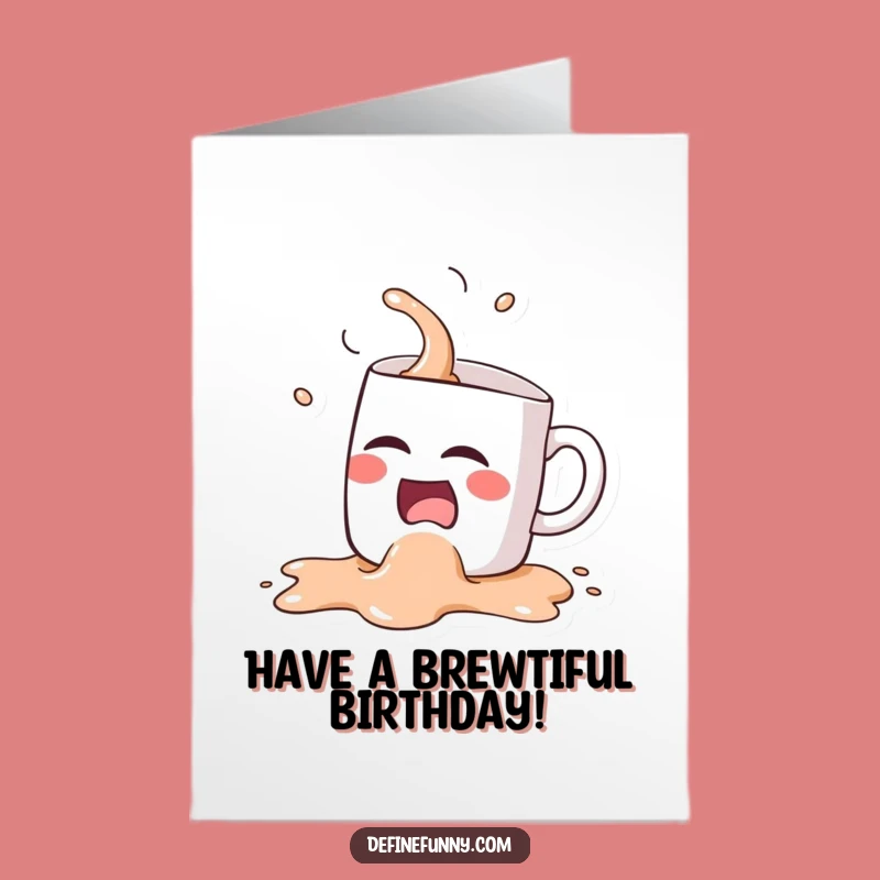 Free Printable Birthday Card: Funny Coffee Mug Spill, Hilarious Downloadable Gift