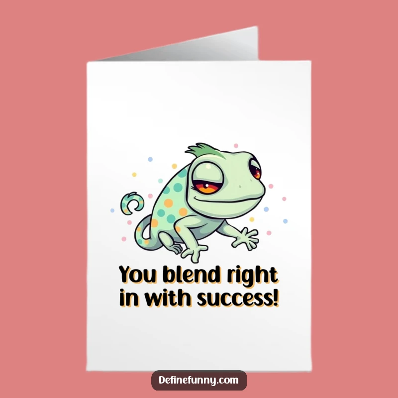 Free Printable Chameleon Congratulations Card - Polka Dot Mix-up Downloadable