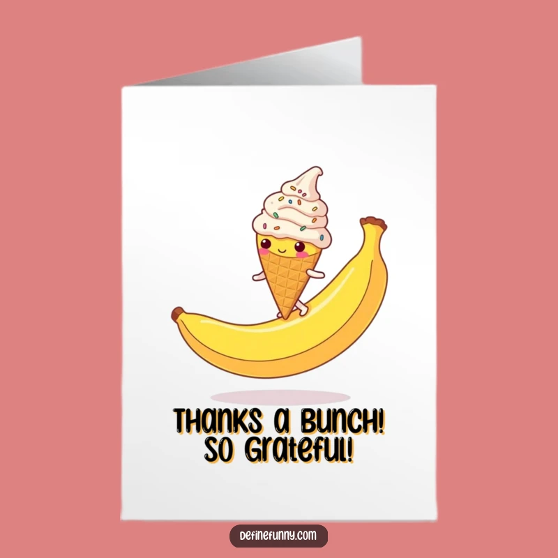 Free Printable Thank You Card: Funny Ice Cream Cone - Downloadable Quirky Gift