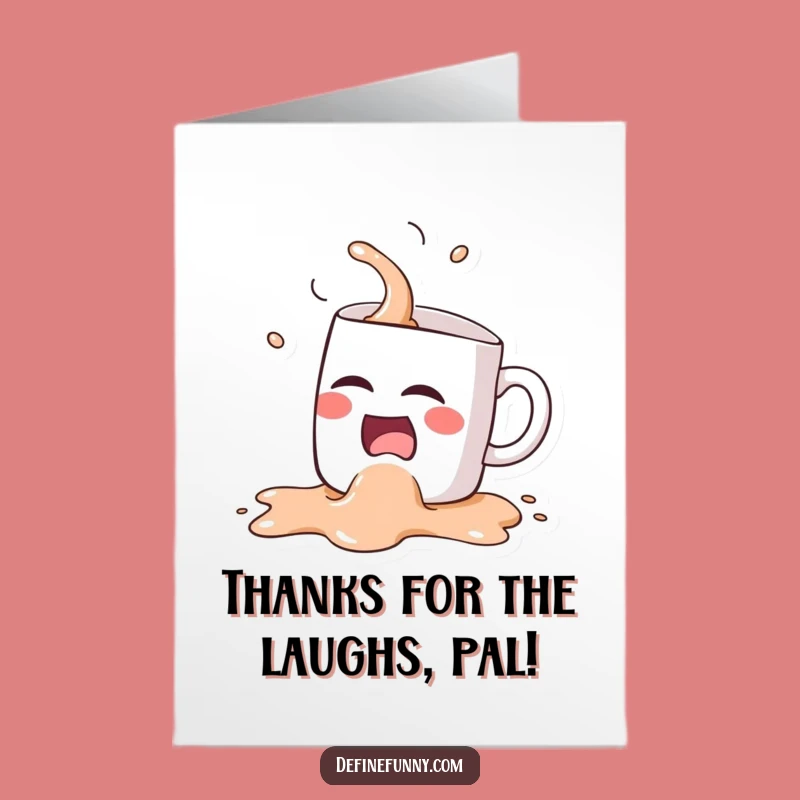 Free Printable Thank You Card: Laughing Mug Spill, Funny Downloadable Gift