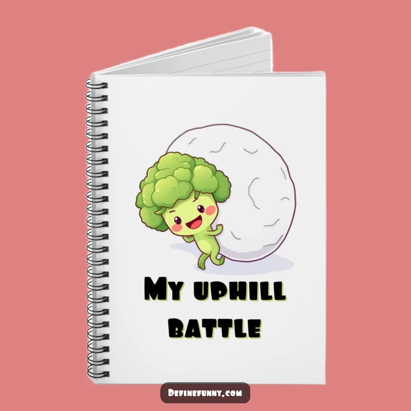 Funny Broccoli Snowball Notebook: Optimistic Veggie Uphill Journal