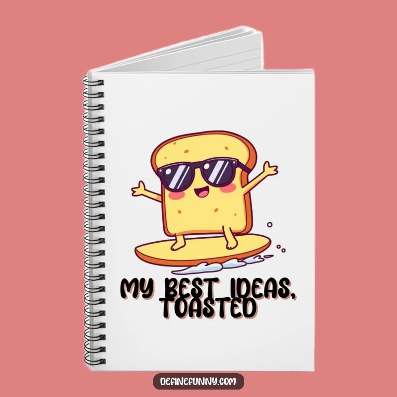 Funny Kawaii Toast Surfing Crumb Notebook - Hilarious Journal Gift for Writers