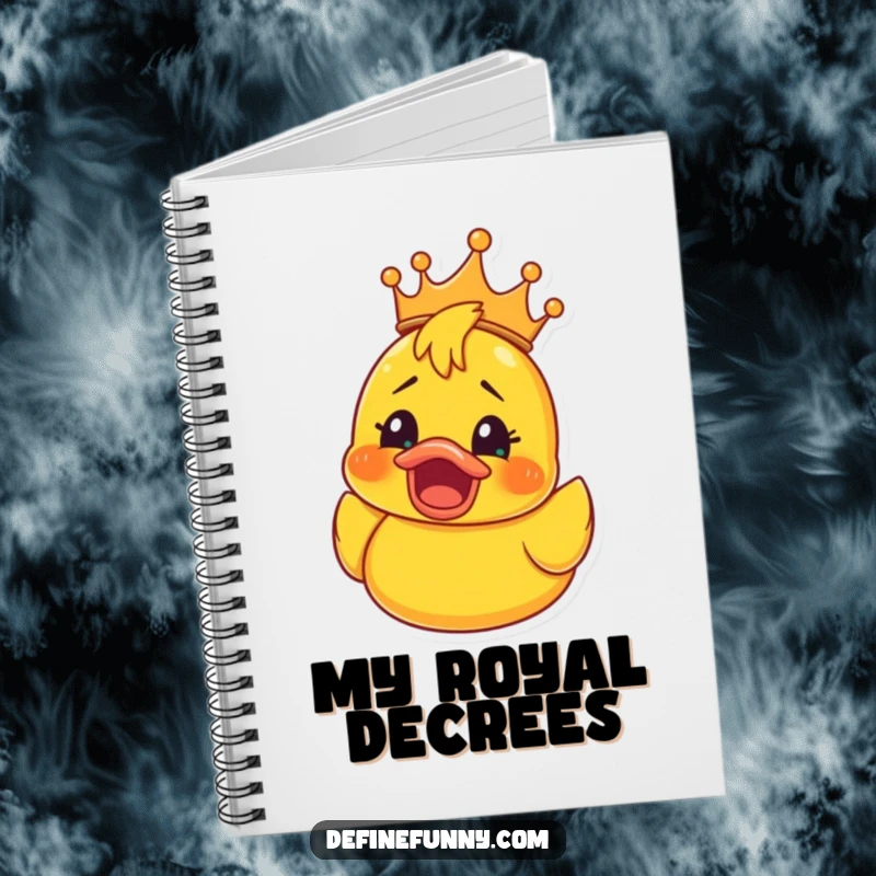 Funny Rubber Ducky Crown Notebook: Journal with a rubber ducky wearing a crown, eyes wide with shocked happiness, perfect for funny notes and ideas.
