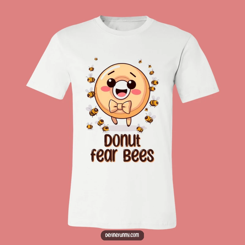 Funny Donut Bee Chase T-Shirt: Hilarious Cartoon Apparel for a Laugh