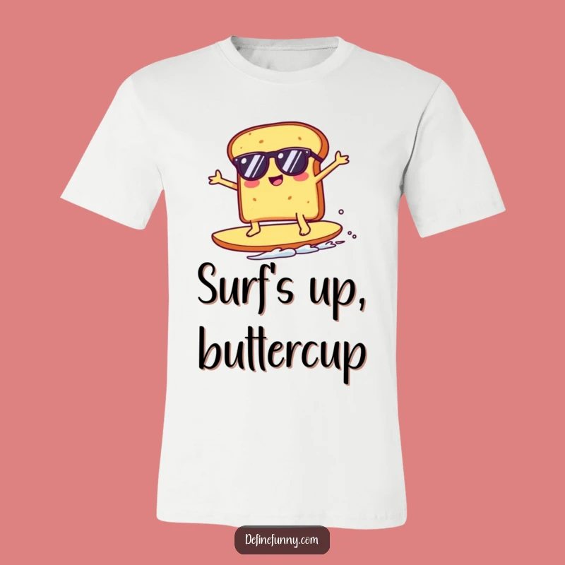 Funny Kawaii Toast Surfing Crumb T-Shirt - Hilarious Beachwear Gift for Surfers