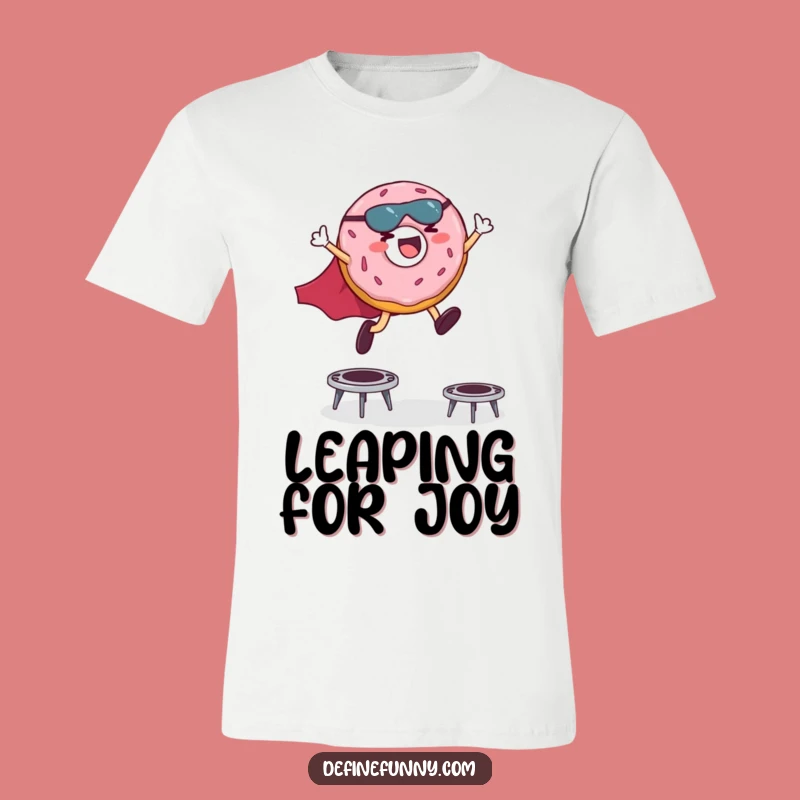 Funny Superhero Donut T-Shirt: Giggling Hero Leaping Trampolines for Fun Gift