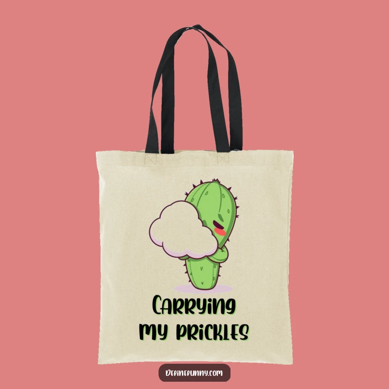 Funny Kawaii Cactus Cloud Hug Tote Bag - Hilarious Accessory for Introverts